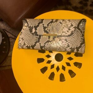 Nine West Black and Cream Snakeskin Clutch